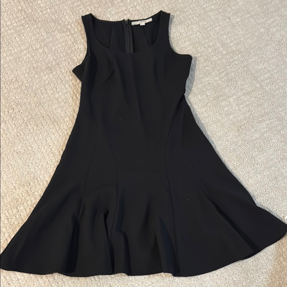 LOFT Black A-Line Ruffled Mini Dress